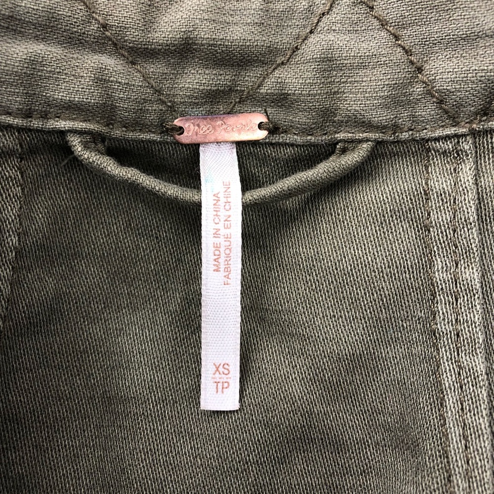 Free People Olive Green Not Your Brothers Cargo Style Jacket Coat - Picture 10 of 12